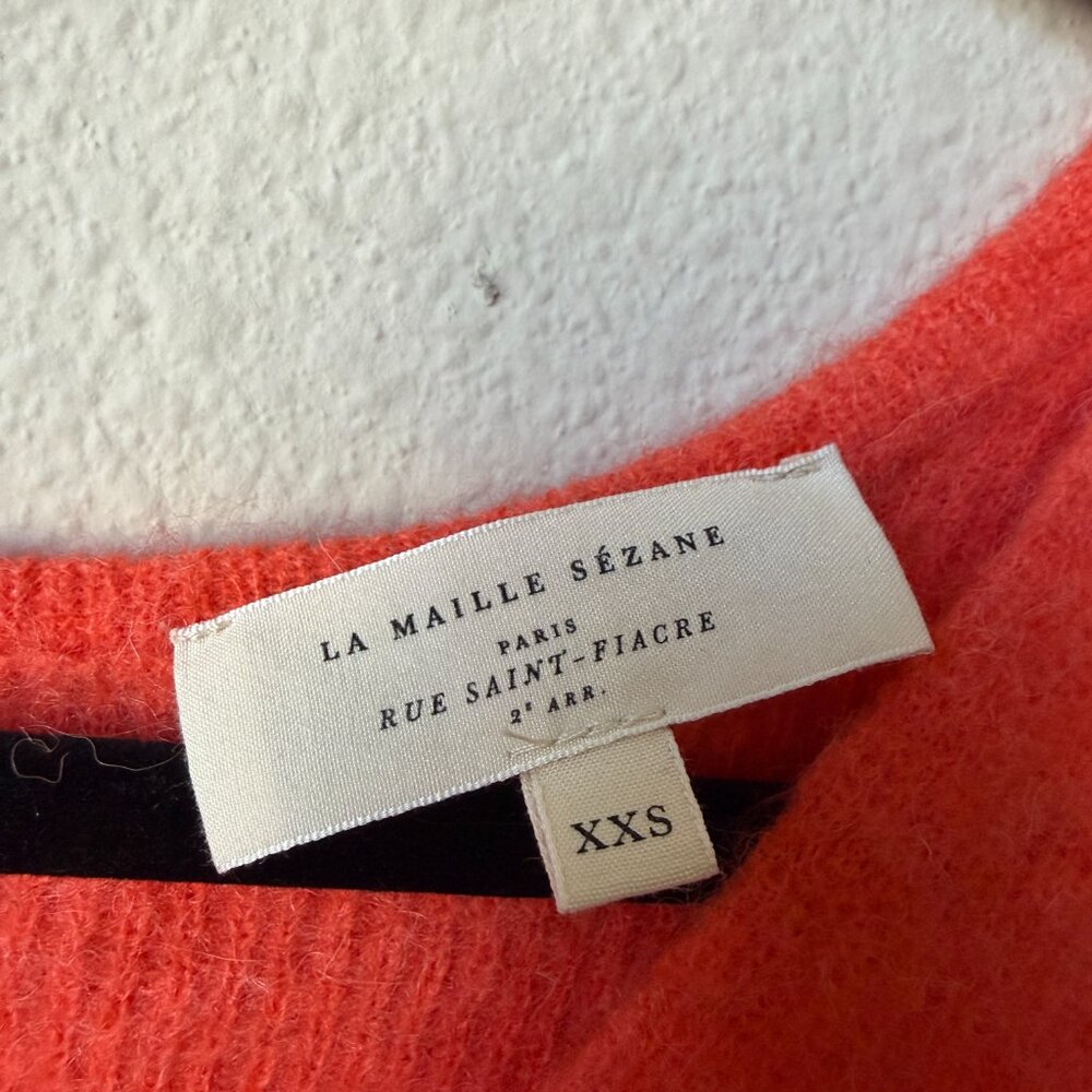 Sézane Barry Cardigan Sweater in Orange Mohair Blend Size XXS - Picture 4 of 5
